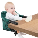 Hook On Chair, Safe and High Load Design, Fold-Flat Storage and Tight Fixing Clip on Table High Chair, Removable Seat Cushion, Attach to Fast Table Chair (Dark Green)