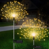 LIGHTNUM Solar Firework Lights Outdoor Waterproof 2 Pack LED Decorative Starburst Lights Landscape Lamp Adjustable Brightness Garden Lights for Yard, Parties,Patio, Flowerbed