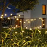 Sachie [4 Pack Solar Garden Lights, Solar Lights Outdoor Waterproof,8LED Swaying Solar Powered Firefly Lights,Garden Decor for Backyard/Outdoor/Path Yard,Landscape Lights Warm White