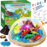 Dinosaur Gifts Night Light with Painting kits,12 Pcs Dinosaurs Figurines,Arts and Crafts for Kids Ages 4-8-12,Valentines Day Easter Gifts for Boys Age 5 6 7 8 9,Create a Dino World for Kids Room Decor