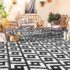 Outdoor Rug 5’x8′ for Patio Clearance, Reversible Straw Plastic Waterproof Area Rugs, Patio Rug,Outside Large Camping Mat for Outdoor Decor, RV, Deck, Camper, Balcony, Backyard, Black & Beige