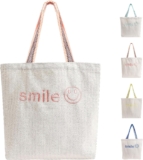 Misvivaus Tote canvas large travel bag,embroidery shoulder casual bags,fashion gift for women and girls