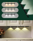 Led Under Cabinet Lights, Magnetic Closet Light Wireless 3 Color Dimmable, Motion Sensor Rechargeable Night Lights, for Bedroom, Wardrobe, Kitchen, Hallway, Stairs, Cupboard (1 Pack, Black, 40cm)