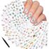 16 Sheets Nail Art Stickers Decals and 1 Straight Black Nail Art Tweezers, Blooming Flower Leaf Plants Hand Curve Sliders Design 3D Self-Adhesive DIY Nail Decorations Spring Summer Fall for Manicure