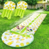 PANADAJOY Inflatable Lawn Water Slide with Sprinkler, Lawn Water Slide Summer Slip Toy with 2 Bodyboards, Sports Outdoor Garden Backyard Water Play Toys for Adults Kids Family Games