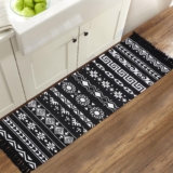GOMUVIN Boho Runner Rugs 2’x8′, Black and White Area Rug with Tassel, Woven Washable Hallway Runner Moroccan Cotton Rug Throw Rugs Decor for Bedroom Living Room Laundry