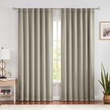 Tan Full Blackout Curtains for Bedroom 63-inch Length, Room Darkening Window Treatments Set 2 Panels, 52″ W Triple Weave Back Tab/Rod Pocket Drapes for Living Room